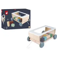 Janod Sweet Cocoon Cart With Blocks Construction Game Multicolore 18 Months-99 Years