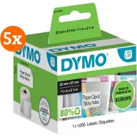Dymo Étiquette Amovible 32 x 57 mm 1000 Pièces Lot de 5