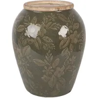 Clayre & Eef Vase en céramique Ø 16 cm x 20 cm Vert-Marron
