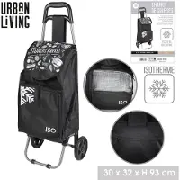 DOCHTMANN Chariot réfrigéré, sac à provisions isotherme noir 30x32x92cm