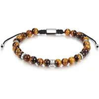 Männerglanz Bracelet caramel / brun foncé / argent
