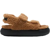 Moon Boot pour femme. 80D2420020 Sandales en cuir de shearling marron (41), Plat, 1 à 3 cm, Velcro, Casuel