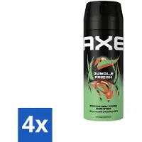 Axe - Déodorant spray - Jungle Fresh - Parfum tropical - Rafraîchissant - 150 ml - Pack avantage - 4 pièces