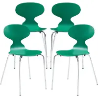 En.casa Chaise de salle à manger 'Kil' set de 4 chaises de cuisine 80 x 47 x 48 cm bois châssis métallique vert/chrome