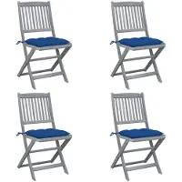 vidaXL Chaises de jardin pliantes 4 pièces avec coussins en bois massif d'acacia