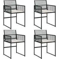 vidaXL Chaises de jardin avec coussins 4 pcs. noir poly rotin