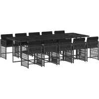 vidaXL Ensemble de jardin 11 pièces avec coussins Noir Poly Rattan