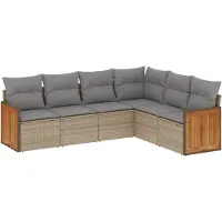 vidaXL Ensemble de salon de jardin 6 pièces avec coussins Beige Poly Rattan
