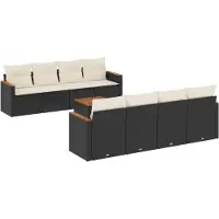 vidaXL Ensemble de salon de jardin 9 pièces avec coussins noir poly rotin