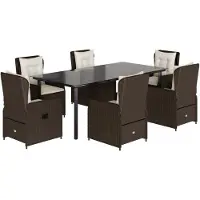 vidaXL Ensemble de jardin 7 pièces avec coussins Marron Poly rotin