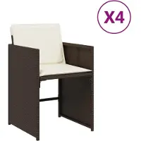 vidaXL Chaises de jardin avec coussins 4 pcs. Marron Poly Rattan