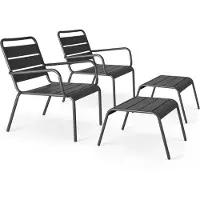 Oviala Lot De 2 Fauteuils Relax Avec Repose-Pieds En Métal Gris