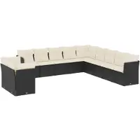vidaXL Salon de jardin 11 pcs avec coussins noir résine tressée