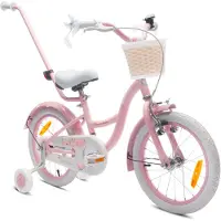 Sun baby Vélo de fille 16 pouces cloche roues supplémentaires barre de poussée Flower Bike Rosa