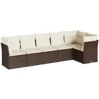 vidaXL Ensemble de salon de jardin 6 pièces avec coussins Marron Poly Rattan
