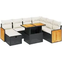vidaXL Ensemble de jardin canapé 8 pièces avec coussins noir poly rotin