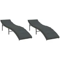 vidaXL Bains de soleil 2 pcs. avec coussins Gris Poly Rattan