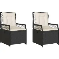 vidaXL Fauteuil de jardin 2 pcs. Réglable Noir Poly Rattan