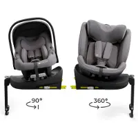 Kinderkraft ENDURA SAFE Modular System - Coque bébé & siège enfant 2en1 avec base ISOFIX pivotante, i-Size, Gris