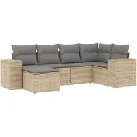 vidaXL Ensemble de salon de jardin 6 pièces avec coussins Beige Poly Rattan