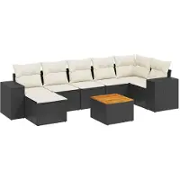 vidaXL Ensemble de jardin canapé 8 pièces avec coussins noir poly rotin