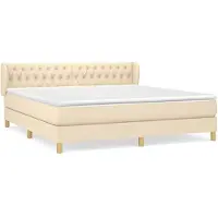 vidaXL Lit boxspring avec matelas Crème 180x200 cm Tissu