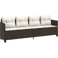 vidaXL Chaise longue avec coussin Marron Poly rotin