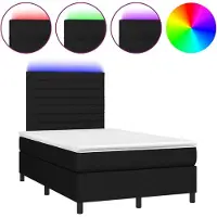 vidaXL Lit Boxspring avec matelas & LED Noir 120x190 cm Tissu