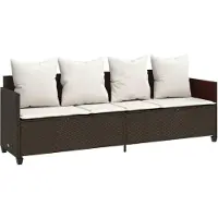 vidaXL Chaise longue avec coussin Marron Poly rotin