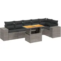 vidaXL Ensemble de salon de jardin 7 pièces avec coussins Gris Poly rotin