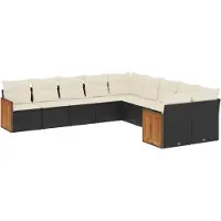 vidaXL Ensemble de 10 canapés de jardin avec coussins noir poly rotin