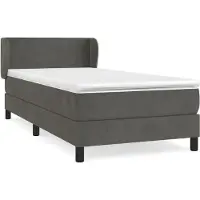 vidaXL Lit boxspring avec matelas gris foncé 100x200 cm velours