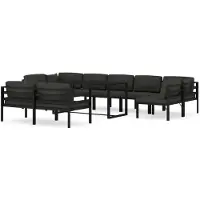 vidaXL Ensemble salon de jardin 10 pièces avec coussins aluminium anthracite