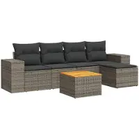 vidaXL Ensemble de salon de jardin 6 pièces avec coussins Gris Poly rotin