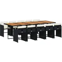 vidaXL Ensemble de jardin 11 pièces avec coussins Noir Poly Rattan