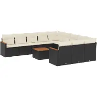 vidaXL Ensemble de 12 canapés de jardin avec coussins noir poly rotin