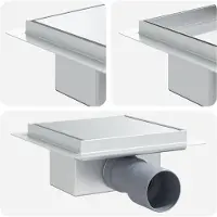 vidaXL 2 en 1 Vidange de douche Argent 15 x 15 cm Acier inoxydable 304