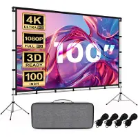 Lumina Projection Screen 100 inch - Ecran Beamer avec support - infroissable - pliable - avec sac de transport - pour l'intérieur et l'extérieur