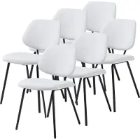 En.casa Chaise de salle à manger 'Köma' (lot de 6) Chaise rembourrée avec piètement métallique Tissu gris clair
