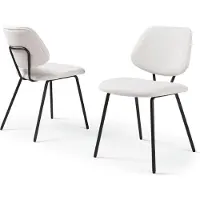 En.casa Chaise de salle à manger 'Köma' (lot de 2) Chaise rembourrée avec piètement métallique Tissu beige