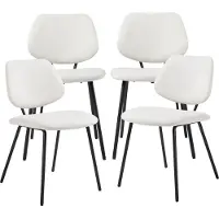 En.casa Chaise de salle à manger 'Köma' (lot de 4) Chaise rembourrée avec piètement métallique Tissu beige