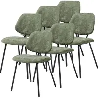 En.casa Chaise de salle à manger 'Köma' (lot de 6) Chaise rembourrée avec piètement métallique Tissu vert foncé