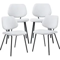En.casa Chaise de salle à manger 'Köma' (lot de 4) Chaise rembourrée avec piètement métallique Tissu gris clair