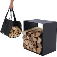 Lendo Online Range-bûches 40x28x40 Acier Thermolaqué Noir