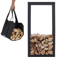 Lendo Online Range-bûches 50x25x100 Acier Thermolaqué Noir
