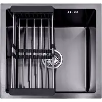 Lendo Online Évier Inox Anthracite 44×44 cm avec Égouttoir
