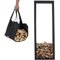 Lendo Online Range-bûches 50x25x148 Acier Thermolaqué Noir