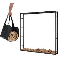 Lendo Online Range-bûches 196x196 Acier Thermolaqué Noir