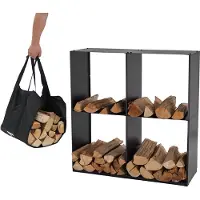 Lendo Online Range-bûches 80x28x80 Acier Thermolaqué Noir