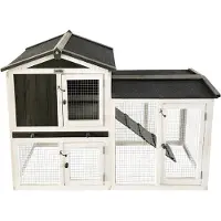 Lendo Online Clapier Lapin Extérieur 145x45x85 cm Bois Gris
